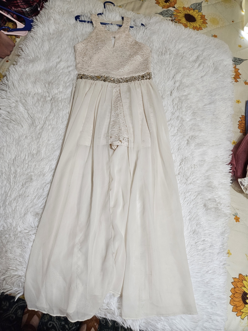 Speechless Cream Lace A-Line Skirt with Beaded Waist